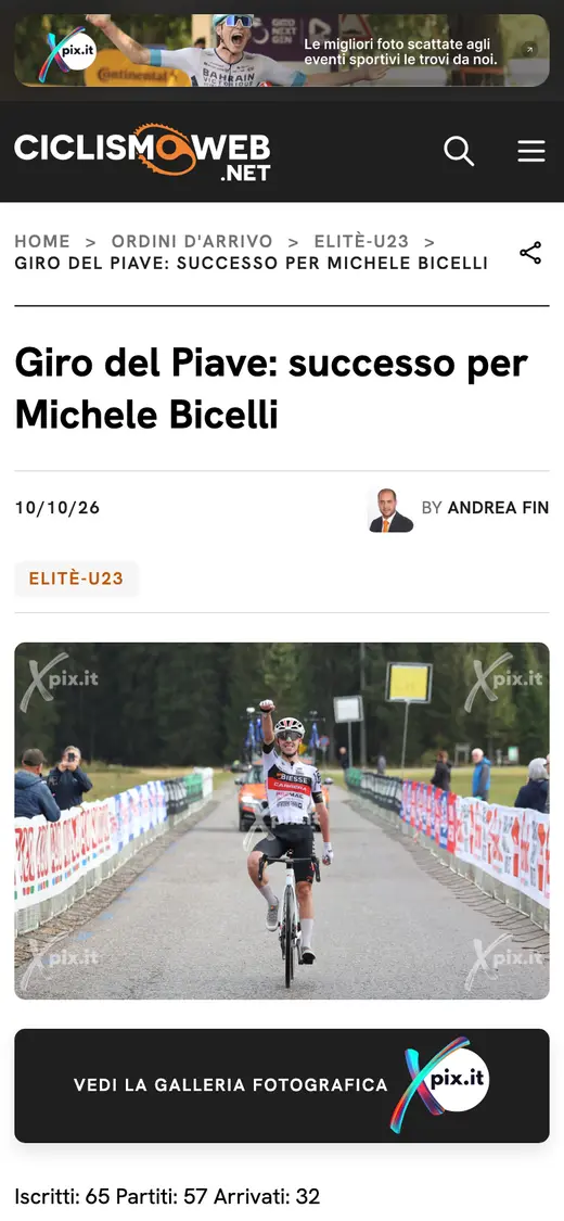 Il sito di CiclismoWeb sul telefono