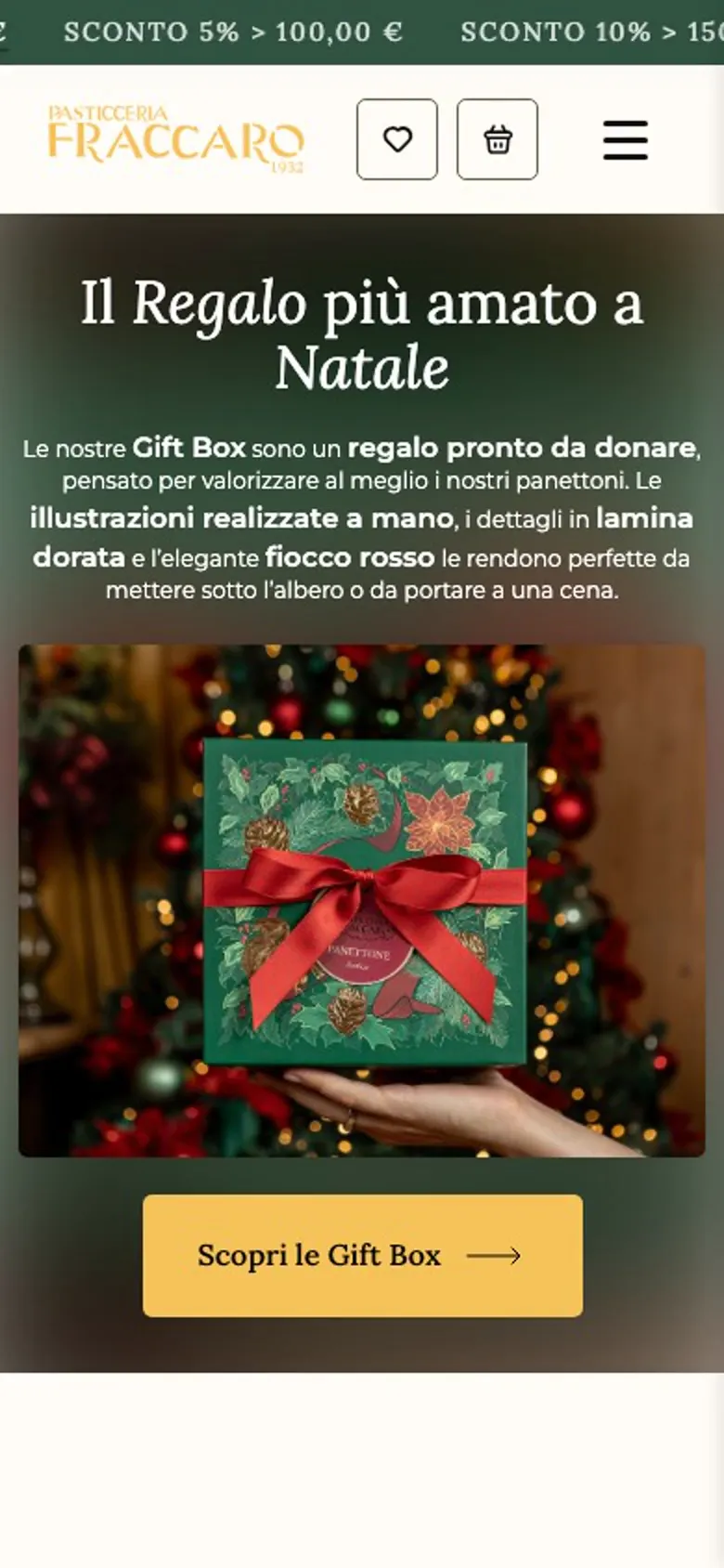 Il sito di Pasticceria Fraccaro sul telefono