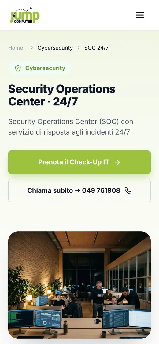 Il sito di Jump Computer sul telefono