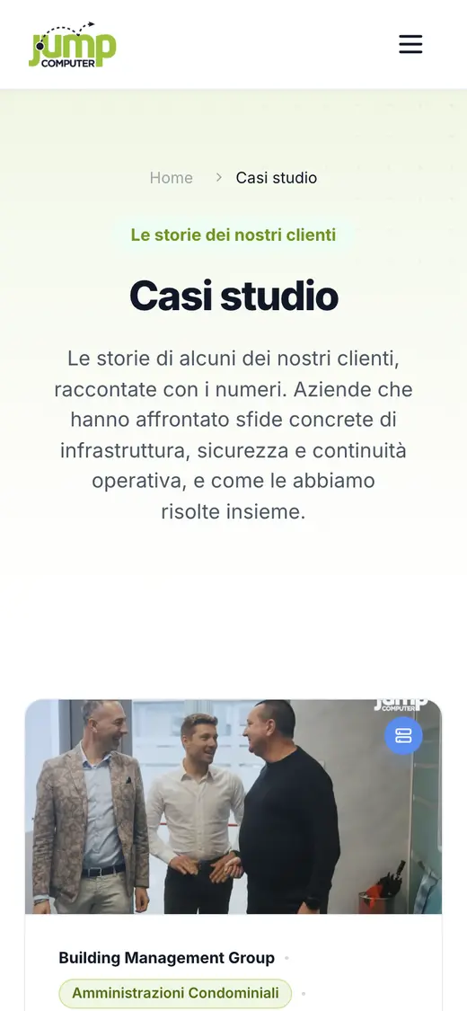 Il sito di Jump Computer sul telefono